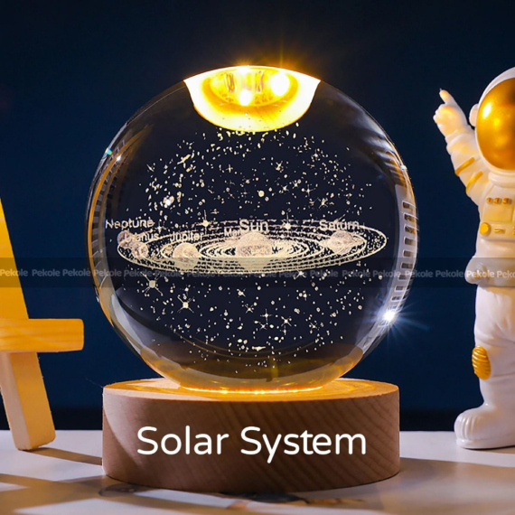 3D Crystal Bal – Solar System With Stars (1 Color Base)
