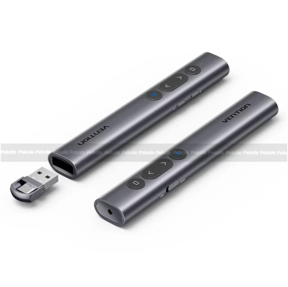 Vention Wireless Presentation Clicker with Red Laser Pointer – Gray