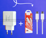 GearUP 45W Fast Charger + Hoco 1m PD Fast Charging Cable 60W – Combo