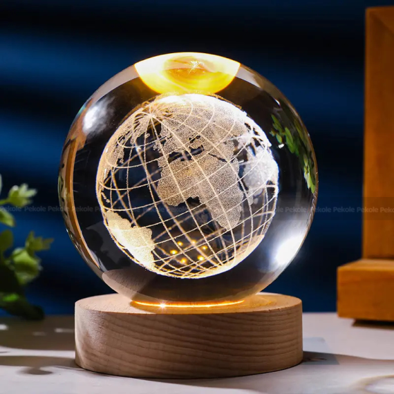 3D Crystal Ball – Globe (7 Color Base)