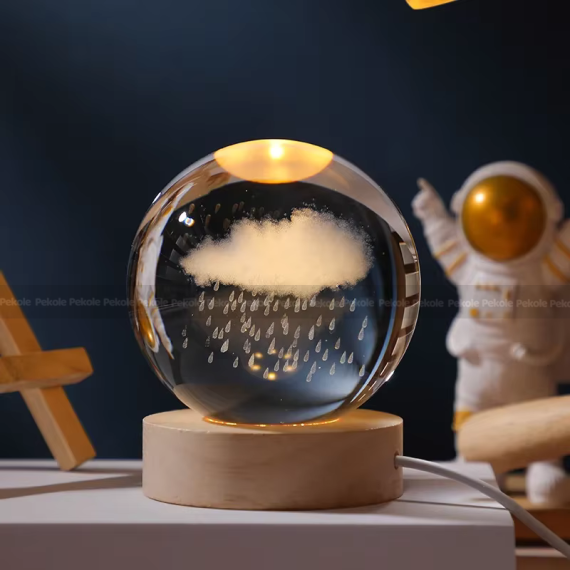 3D Crystal Ball – Rain Cloud (7 Color Base)