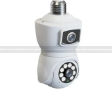 V380 E9 Dual Lens Bulb PTZ IP Camera- White Color