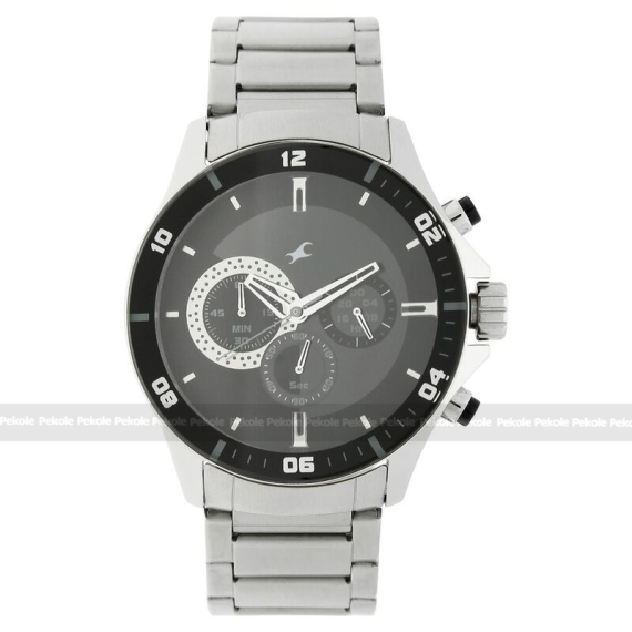 Fastrack NS3072SM02 Big Time Quartz Chronograph Black Dial Stainless Steel Strap Watch